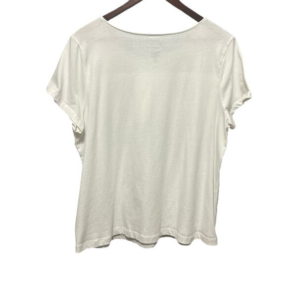 Croft & Barrow Womens Textured Lace Front White Tee Shirt XXL Cottagecore Top - Picture 3 of 5